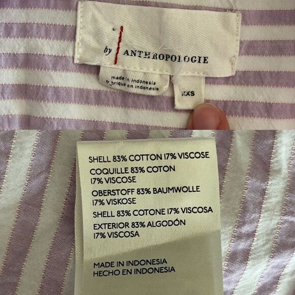 Anthropologie Women's Size XXS Longline Buttondown Striped Tunic Shirt Blouse - Picture 5 of 13